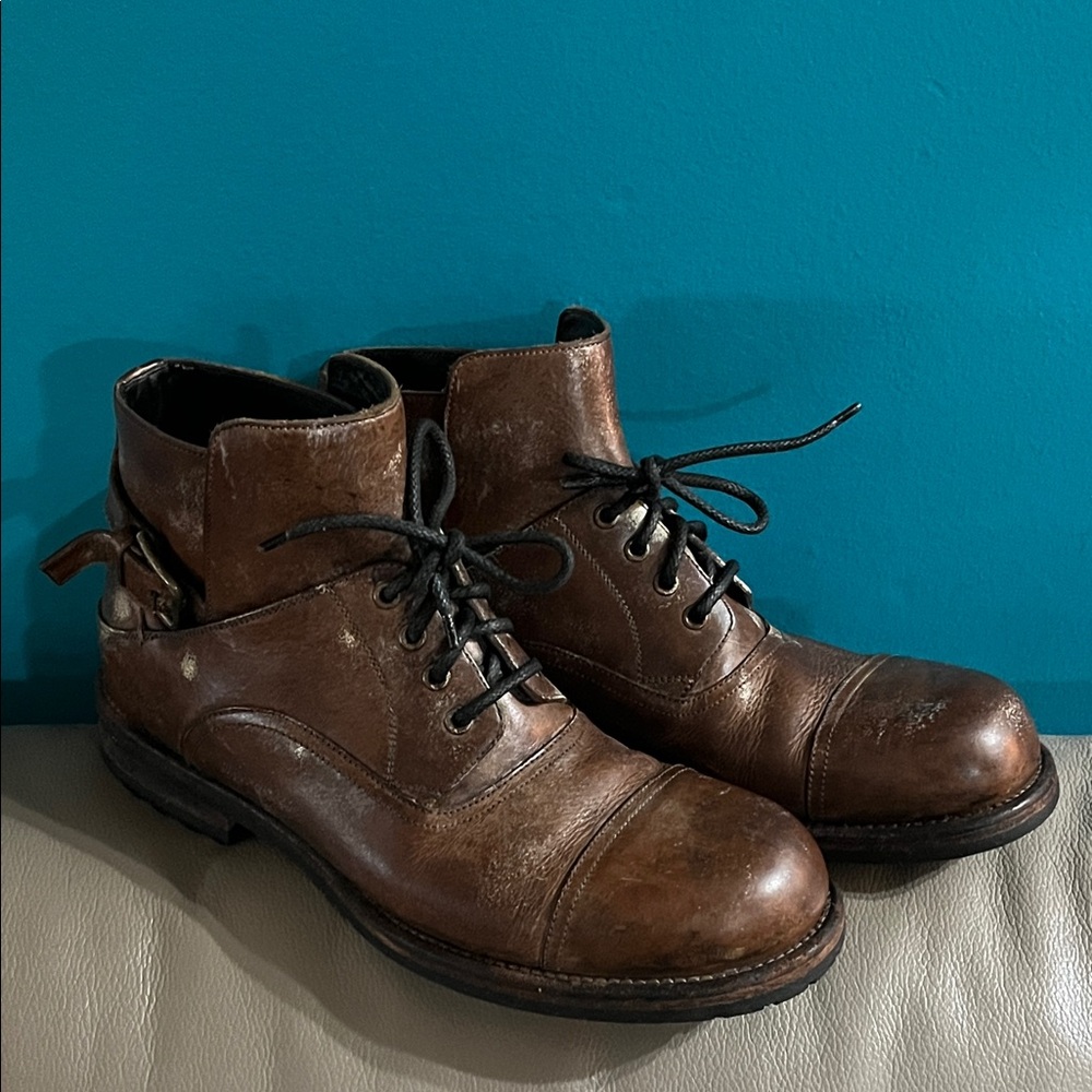 Dolce & Gabbana Dark Brown Leather Boots distressed ankle boots men’s 8.5